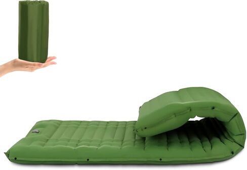 Inflating Sleeping Pad for Camping.4.5 in Thick Sleeping Mat .Compact Waterproof Camping Air Mattress with Pillow.Foot Pressure Inflatable Camping Pads for Backpacking & Hiking. (Grey) in Saudi Arabia