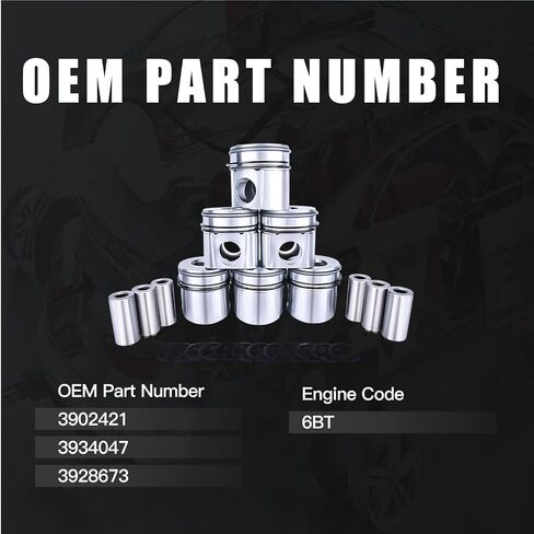 3928673 6× STD Standard Pistons Set Compatible with D-o-d-g-e Ram Pick-up 5.9L OHV 1994-1998 3902421 3934047 in Saudi Arabia