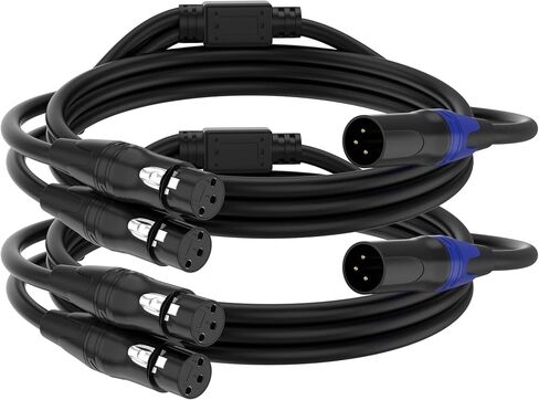كابل XLR Splitter Y 2 أنثى إلى 1 ذكر، كابل فصل ميكروفون XLR متوازن من اليسار واليمين مزدوج أنثى إلى ذكر واحد، للخلاط/مكبر الصوت/الميكروفون، 11.8 بوصة - 2 حزمة in Saudi Arabia