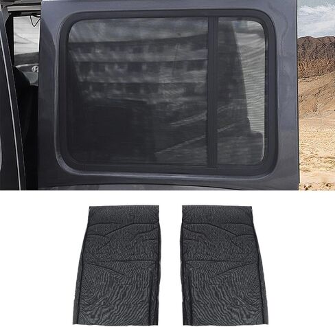 Hoolcar Front Window Sun Shade Breathable Mesh Side Window Screens Cover for Camping/Pets, UV Protection Sunshade for 1997-2022 Jeep Wrangler TJ JK JL & Gladiator JT, Black, 2PCs in Saudi Arabia