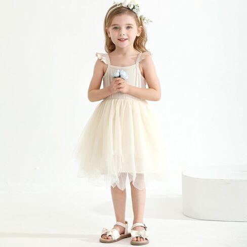 فستان توتو للفتيات الصغيرات بدون أكمام للأطفال الرضع فستان الشمس من التول الفقاعي 5 طبقات مع عصابة رأس على شكل زهرة in Kuwait