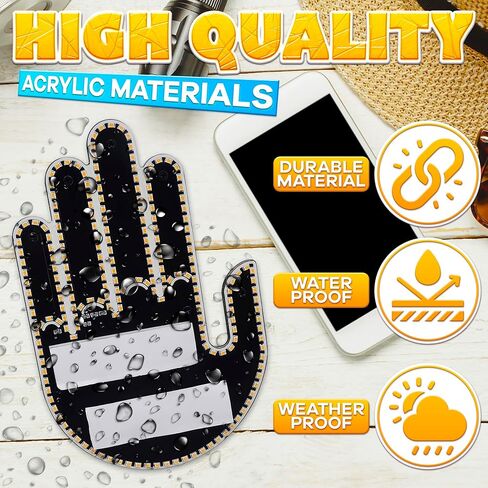 ضوء لفتة اليد لأضواء السيارة LED - لفتة اليد من الأعلى إلى الأسفل لإكسسوارات السيارات لفتة مضحكة تضيء اليد لنافذة السيارة ديكور السيارة للرجال - ملحقات السيارة الرائعة للرجال أضواء السيارة LED in Kuwait