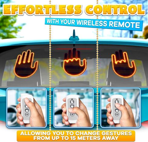 ضوء لفتة اليد لأضواء السيارة LED - لفتة اليد من الأعلى إلى الأسفل لإكسسوارات السيارات لفتة مضحكة تضيء اليد لنافذة السيارة ديكور السيارة للرجال - ملحقات السيارة الرائعة للرجال أضواء السيارة LED in Kuwait