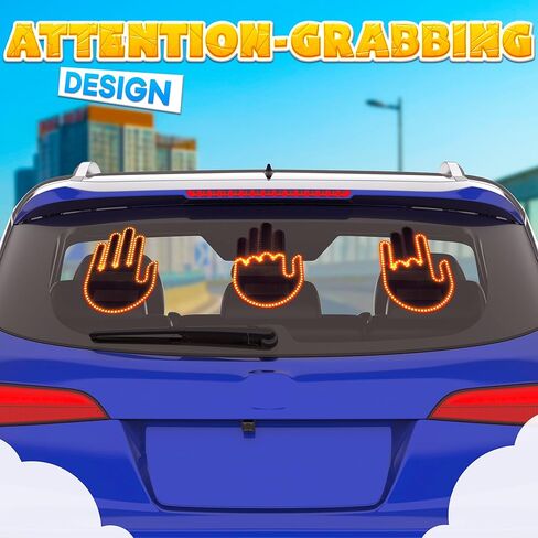 ضوء لفتة اليد لأضواء السيارة LED - لفتة اليد من الأعلى إلى الأسفل لإكسسوارات السيارات لفتة مضحكة تضيء اليد لنافذة السيارة ديكور السيارة للرجال - ملحقات السيارة الرائعة للرجال أضواء السيارة LED in Kuwait