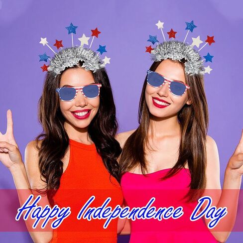 4th of July Headband with American Flag Sunglasses Glittery Stars Patriotic Headband 4th of July Accessories for Independence Day Party Decorations Favors Red White Blue Headband for Women Girls Kids in Kuwait