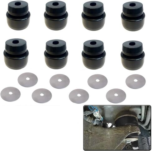 Body Mount Bushing Kit Fits for 1999-2014 Chevy Silverado & Sierra 1500/2500 2WD/4WD Polyurethane Body Cab Mounts Replace 7-141 Red (24PCS) (Black) in Saudi Arabia