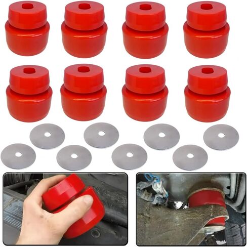 Body Mount Bushing Kit Fits for 1999-2014 Chevy Silverado & Sierra 1500/2500 2WD/4WD Polyurethane Body Cab Mounts Replace 7-141 Red (24PCS) (Black) in Saudi Arabia