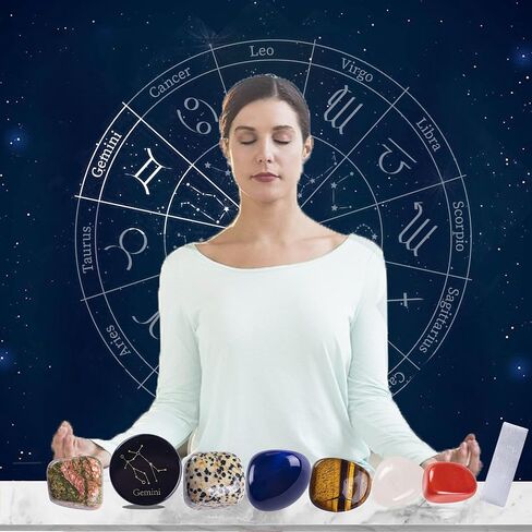 مجموعة هدايا برج الجوزاء والكريستال من فوربي كوكبة نيزك فيلينت حقيبة شفاء سيلينيت حجر الميلاد مع برج التنجيم ديكور الويكا in Kuwait