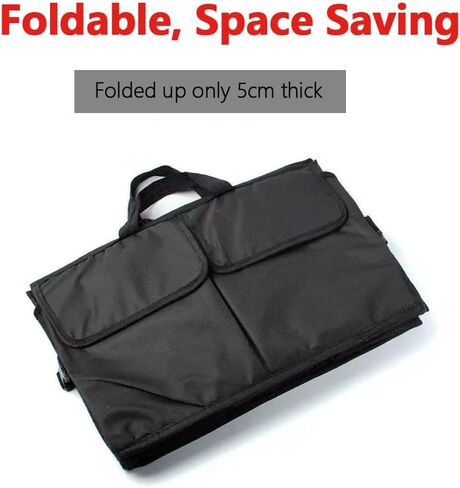 Car Storage Organizer 1 Pcs Car Trunk Organizer Black Car Storage Box 21.7" Collapsible Multi Compartment SUV Trunk Organizer With Adjustable Securing Straps for Car,SUV,Truck (With Cover) in Saudi Arabia