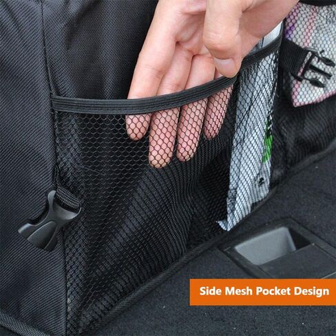 Car Storage Organizer 1 Pcs Car Trunk Organizer Black Car Storage Box 21.7" Collapsible Multi Compartment SUV Trunk Organizer With Adjustable Securing Straps for Car,SUV,Truck (With Cover) in Saudi Arabia