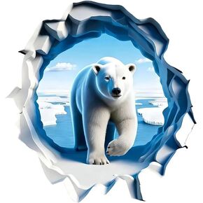 Polar Bear Car Sticker 2-Pack, Majestic Arctic Animal Waterproof Removable 3D Vinyl Decal for Auto, Laptop, Wall & Fridge Decor LB-0047 in Kuwait