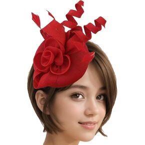 elaine_closet Cambric Fascinator حفل زفاف مسائي ديربي قبعة مع مشبك شعر ريشة الحجاب in Kuwait