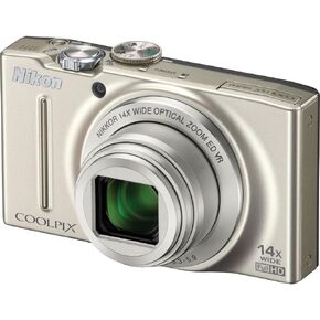 كاميرا نيكون COOLPIX S8200 16.1 ميجابكسل CMOS الرقمية مع عدسة زجاجية NIKKOR ED زووم بصري 14x وفيديو عالي الدقة 1080 بكسل (فضي) in Kuwait