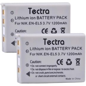 Tectra 2pcs EN-EL5 ENEL5 Battery for Nikon Coolpix P500, P510, P520, P530, P5000, P6000, S10, 3700, 4200, 5200, 5900, 7900 Digital Cameras in Saudi Arabia