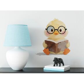 Duck Read Books Wall Decal,Cute Farm Animal Watercolor Duckling Reading Wall Stickers,Vinyl Self Adhesive Removable for Kids Bedroom Daycare Classroom Preschool in Kuwait