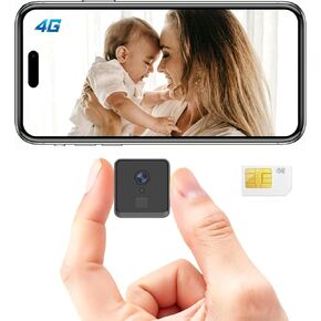 كاميرا مخفية بدقة 4K، كاميرا أمان بدون شبكة WiFi مع بطاقة SIM 4G، كاميرا مخفية لكاميرا المربية، كاميرات صغيرة مخفية لاسلكية، كاميرات سرية للتجسس، التحكم في التطبيقات مع كشف الحركة والرؤية الليلية in Kuwait