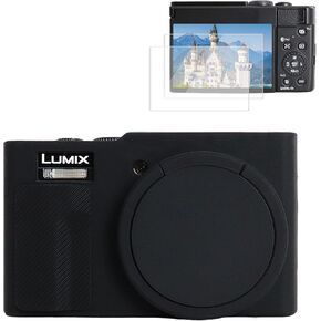 Rieibi Silicone Case for Panasonic Lumix ZS99/TZ99 Camera, Accessories for Panasonic Lumix DC-ZS99/TZ99 Case with 2 Pcs Screen Protectors, Detachable Lens Cover, Coffee in Kuwait