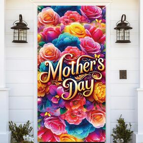 Mother's Day Door Cover Feliz Dia De Las Madres Photo Backdrop Great Mother I Love You Mom Decorations and Supplies for Home in Kuwait