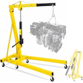 2 Ton Hydraulic Engine Hoist with Lever Stabilizer , Cherry Picker Engine Hoist, 4400LBS Heavy Duty Garage Crane with 6 Swivel Casters & Adjustable Telescopic Boom, for Auto Repair & Workshop (Blue) in Kuwait