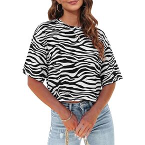 Tankaneo Women Half Sleeve Cropped T Shirt Drop Shoulder Round Neck Crop Tops Casual Summer Solid Color Basic Tees in Saudi Arabia