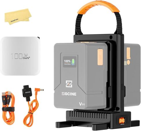 طقم شاحن ZGCINE VM-C2 لبطارية قفل V-Mount V، مع مصدر طاقة USB-C PD100W، متوافق أيضًا مع Smallrig Neewer Fxlion Core جميع شحن البطاريات V-Mount in Kuwait