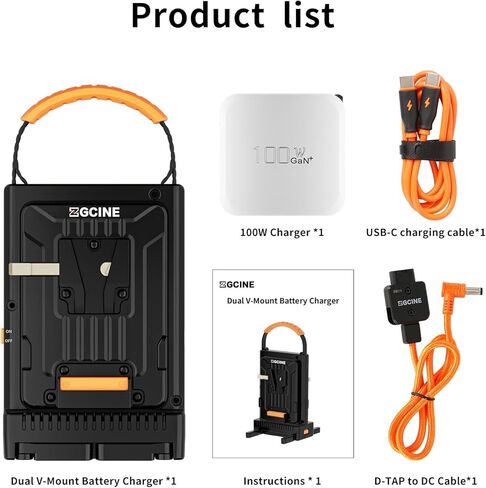 طقم شاحن ZGCINE VM-C2 لبطارية قفل V-Mount V، مع مصدر طاقة USB-C PD100W، متوافق أيضًا مع Smallrig Neewer Fxlion Core جميع شحن البطاريات V-Mount in Kuwait