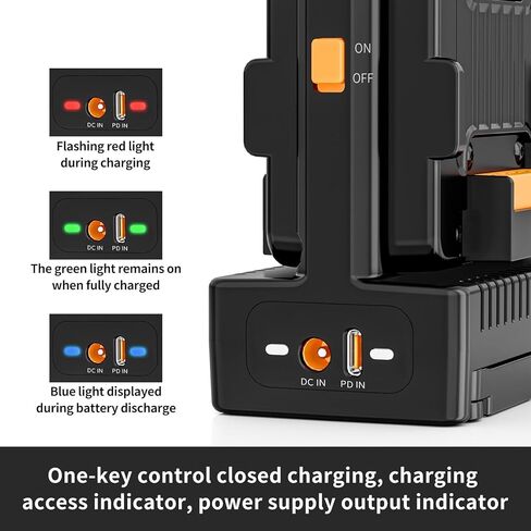 طقم شاحن ZGCINE VM-C2 لبطارية قفل V-Mount V، مع مصدر طاقة USB-C PD100W، متوافق أيضًا مع Smallrig Neewer Fxlion Core جميع شحن البطاريات V-Mount in Kuwait