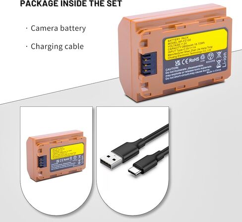USB-C NP-FZ100 Battery for Sony A7iv, A7iii, A7C, A6600, A6700, FX3, FX30, ZV-E1, A9, Alpha 9, Alpha 9S, A9S, A7RIII, A7RIV, A7RV, A7Siii, FX3, FX30, ZE-V1 Cameras 2600mAh in Kuwait