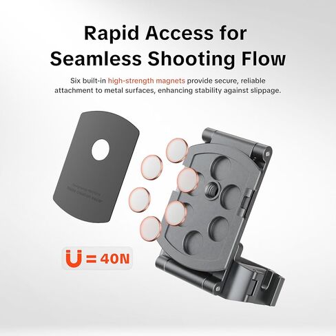 حامل تثبيت مغناطيسي PGYTECH متوافق مع جيب DJI OSMO 4/3//Xtra Muse، تصميم قابل للطي على مرحلتين، محول مغناطيسي قابل للتعديل 270 درجة، حامل كاميرا توسيع من الألومنيوم مع حذاء بارد 1/4 بوصة in Kuwait