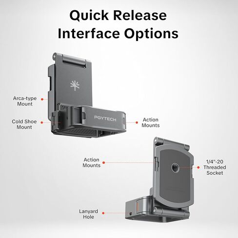 حامل تثبيت مغناطيسي PGYTECH متوافق مع جيب DJI OSMO 4/3//Xtra Muse، تصميم قابل للطي على مرحلتين، محول مغناطيسي قابل للتعديل 270 درجة، حامل كاميرا توسيع من الألومنيوم مع حذاء بارد 1/4 بوصة in Kuwait
