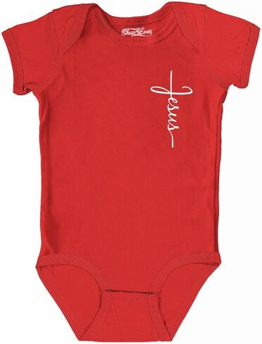 Shop4ever® Jesus Cross Cursive Script Pocket Size Baby Bodysuit قطن رومبير in Kuwait