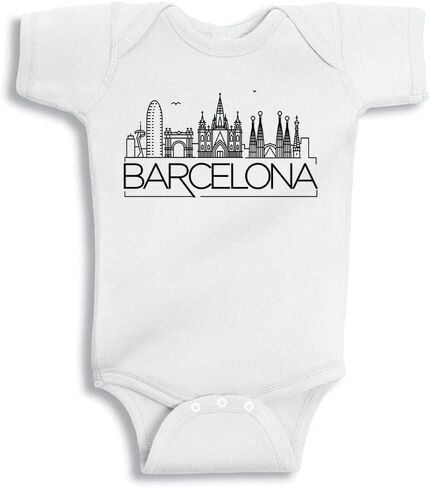 TATY Kids Skyline Barcelona Spain Baby Infant Bodysuit in Saudi Arabia