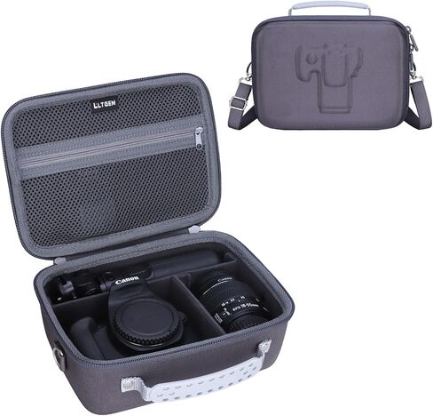 حافظة كاميرا LTGEM صلبة متوافقة مع كاميرات Canon EOS Rebel T7 وR50 وR6 Mark II وR100 وDSLR SLR والعدسات والحوامل الثلاثية، وحقيبة سفر للكاميرا، تتميز بـ 4 فواصل وحزام كتف، رمادي داكن in Kuwait