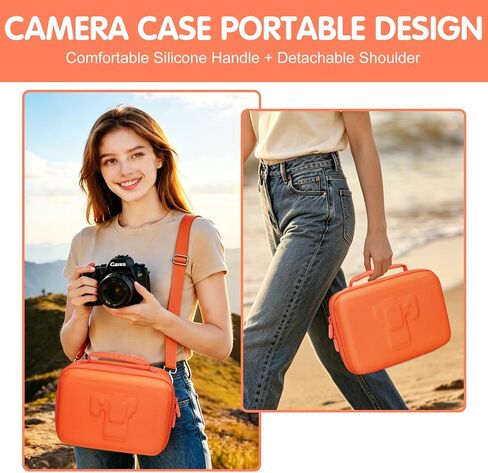 حافظة كاميرا LTGEM صلبة متوافقة مع كاميرات Canon EOS Rebel T7 وR50 وR6 Mark II وR100 وDSLR SLR والعدسات والحوامل الثلاثية، وحقيبة سفر للكاميرا، تتميز بـ 4 فواصل وحزام كتف، رمادي داكن in Kuwait