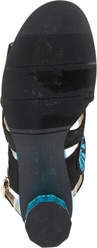 Azura Women's Embroidery Pumps & Heels - Geometric Design, Adjustable Ankle Strap, Transparent Cylindrical Heel in Saudi Arabia