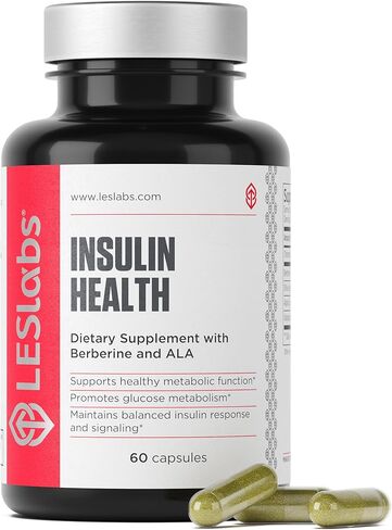 LES Labs Insulin Health – Metabolic Health and Support, Lipid & Carbohydrate Metabolism – Berberine, Chromium, Olive Leaf, Alpha Lipoic Acid & Vanadium – Non-GMO Supplement – 60 Capsules in Kuwait