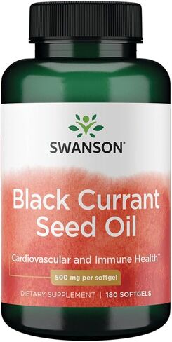 Swanson Black Currant Seed Oil - مكملات العشبية التي تعزز الجهاز المناعي ودعم صحة القلب - الصيغة الطبيعية التي تدعم المفاصل الصحة - (180 ناعمة ، 500 ملغ لكل) in Kuwait