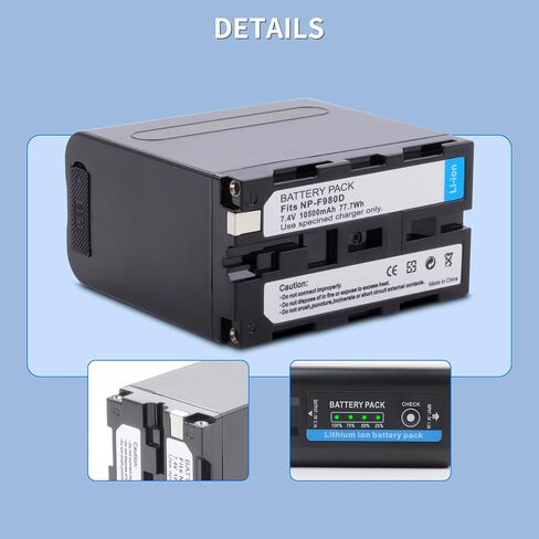 10200mAh Replacement NP-F980 Battery for Sony NP-F970 NP-F960 NP-F950 NP-F930 NP-F550 NP-F570 NP-F750 Batteries, for Sony Handycams, Field Monitor, Video Light with Battery in Kuwait