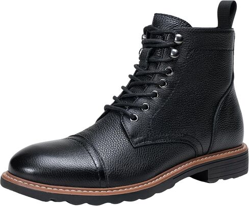 Jousen Leather Boots for Men Dress Retro Classic Design Mens Boots Cap Toe Boot Black Rubber Sole in Kuwait