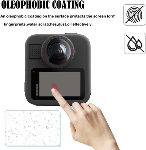 3 عبوات واقي شاشة متوافق مع كاميرا الحركة Go Pro MAX2 / GoPro MAX- 360، واقي شاشة من الزجاج المقوى فائق الوضوح 9H in Kuwait