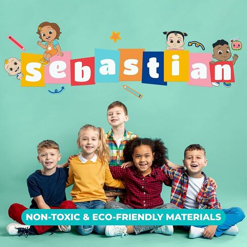 EGD اسم مخصص CoComelon JJ، Cody، Nina & Cece Kids Wall Decor | EGD X سلسلة CoComelon | ملصق حائط شخصي للطفلة أو الصبي | مقاسات متعددة وخيارات الألوان in Kuwait