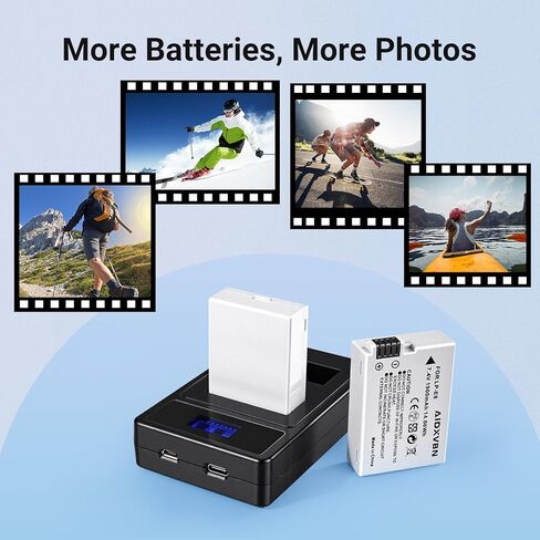 بطارية بديلة LP-E8 مكونة من عبوتين مع شاحن USB مزدوج لكاميرات Canon EOS، متوافقة مع Rebel T3i T4i T5i T6i T7i، 550D 600D 650D 700D 750D 800D، Kiss X4 X5 X6i X7i in Kuwait