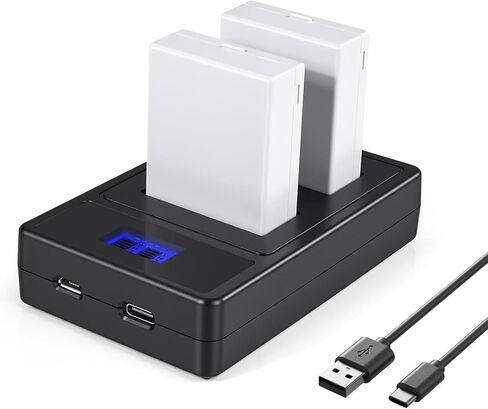 بطارية بديلة LP-E8 مكونة من عبوتين مع شاحن USB مزدوج لكاميرات Canon EOS، متوافقة مع Rebel T3i T4i T5i T6i T7i، 550D 600D 650D 700D 750D 800D، Kiss X4 X5 X6i X7i in Kuwait