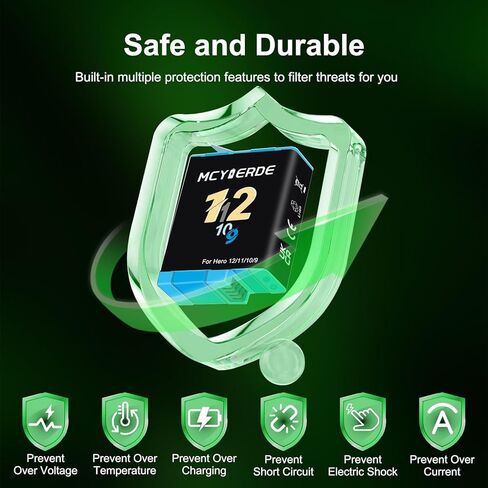 3 عبوات بطارية بديلة مع علبة شاحن 3 قنوات متوافقة مع كاميرات GoPro Hero 12 Hero 11 Hero 10 Hero 9 باللون الأسود in Kuwait
