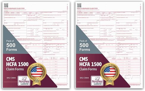 نماذج طالب تأمين CMS 1500 / HCFA 1500 - ليزر/حبر النفاث متوافق (الإصدار الجديد 02/12) مقاس الحروف 8-12 بوصة × 11 بوصة 500 ورقة لكل Ream in Kuwait