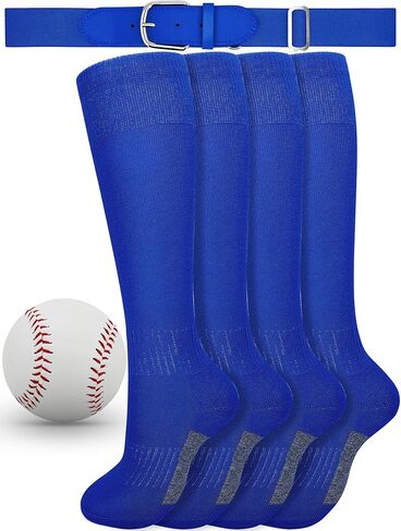 4 Pcs Baseball Socks and Belt Combo Set Royal Blue Softball Socks Tball Soccer Adjustable Breathable in Saudi Arabia