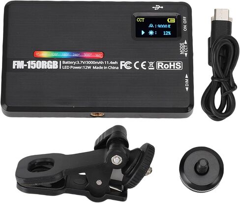 ضوء ملء LED RGB بالألوان الكاملة، بطارية قابلة لإعادة الشحن قابلة للتعتيم بقدرة 3000 مللي أمبير في الساعة - إضاءة ساطعة قابلة للتعديل، وضع متعدد للتصوير الداخلي والخارجي in Kuwait