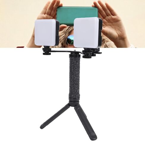 Yoidesu قطعتان من مصابيح الفيديو، إضاءة تصوير محمولة قابلة للتعتيم بقدرة 5600 كلفن مع حامل وهاتف، لتسجيل مقاطع الفيديو السيلفي والفيديو القصير in Kuwait