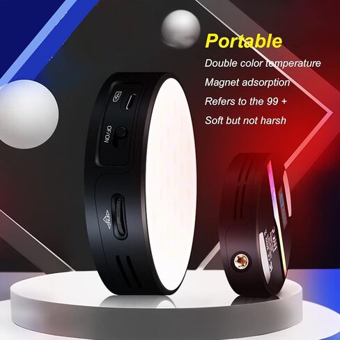 مصباح فيديو R66 RGB LED 2500-9000K مصباح ملء شفط مغناطيسي دائري - سطوع ولون قابل للتعديل بدون خطوات للبث المباشر ومؤتمرات الفيديو والتصوير الفوتوغرافي in Kuwait
