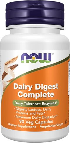 NOW Foods Supplements, Dairy Digest Complete, Digests Lactose, Dairy Proteins and Fats*, Dairy Tolerance Enzymes*, 90 Veg Capsules in Saudi Arabia
